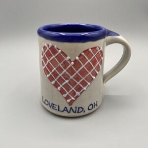 Great Bay Pottery Mug LOVELAND, OH‎ Handmade USA Heart Textured Ohio